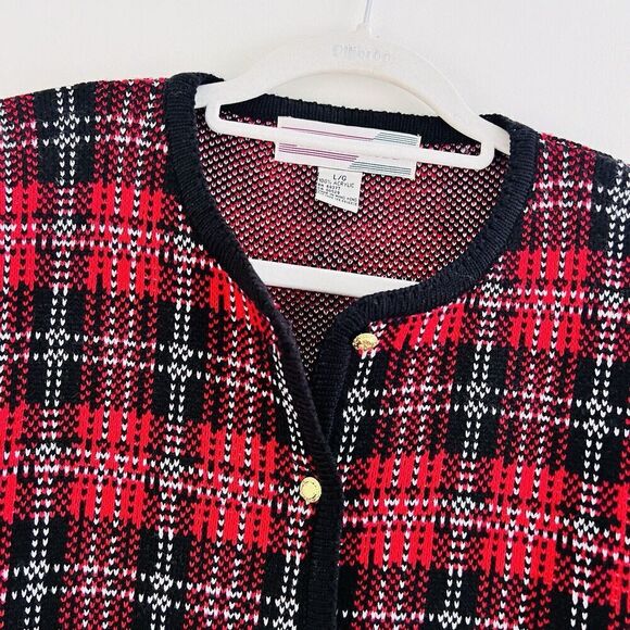 🎉Clearance🎉Vintage Crystal Kobe Red & Black Checked Winter Jacket Large - Picture 2 of 9